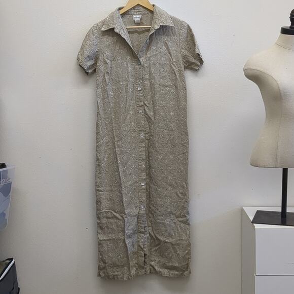 Vintage Relle linen embroidered button down maxi dress size Large - Picture 1 of 6